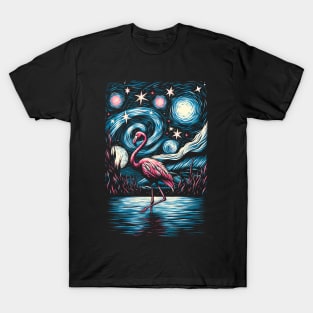 Sunset Stroll Chic Flamingo Tee for Evening Beach Walks T-Shirt